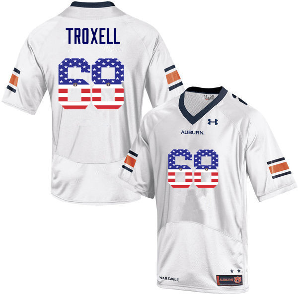 Men #68 Austin Troxell Auburn Tigers USA Flag Fashion College Football Jerseys-White - Click Image to Close